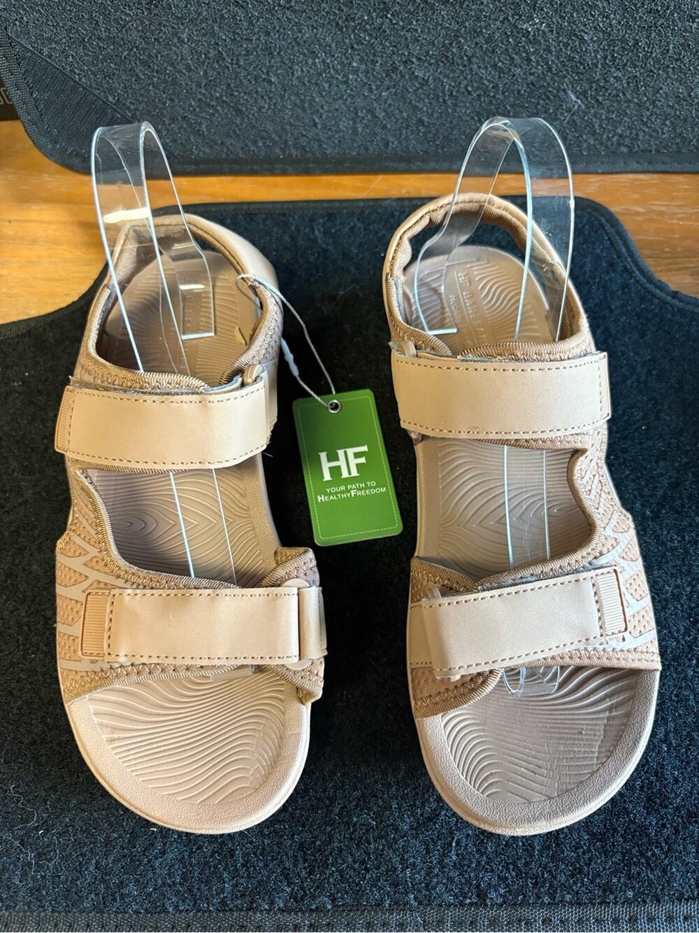 NWT HF Adjustable Comfort Sandals Tan Women’s Size 7.5